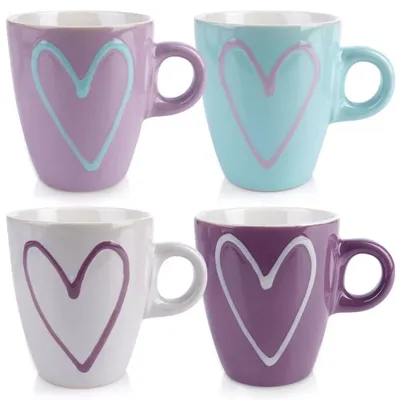 Image de Tasses à café et à thé - Céramique - Lot de 4 - 230 ml - Avec anse -  LFGB
