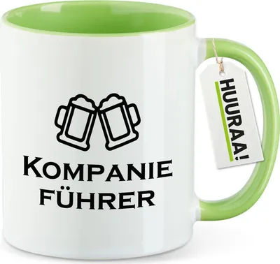 Produktbild von Huuraa Kaffeetasse Kompanieführer Schützenfest 330ml Grün Keramik Kaffeebecher Geschenkidee