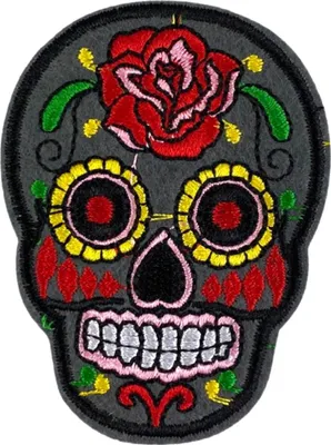 Produktbild von Totenkopf Totenkopf Sugarskull Totenkopf-Emblem zum Aufbügeln, Grau