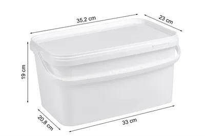 Produktbild von Nipter Eimer mit Deckel 12l, Plastikeimer rechteckig, lebensmittelecht weiß, 20 Stück