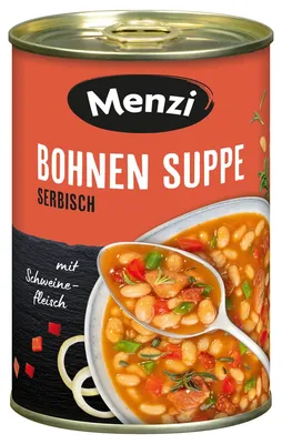 Zdjęcie produktu dla Menzi Serbska zupa fasolowa z pikantną białą fasolą 400ml