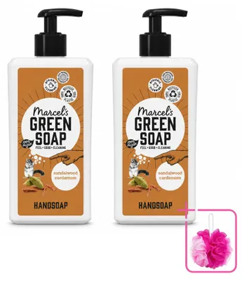 Zdjęcie produktu dla 2 sztuki mydła do rąk "Marcel's Green Soap" o zapachu drzewa sandałowego i kardamonu - 500 ml - zestaw ekonomiczny
