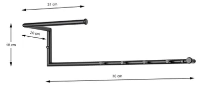 Produktbild von Wandgarderobe Schwarz - 4 Haken, ca. 70 x 18 cm