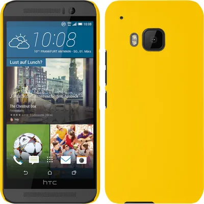 Produktbild von PhoneNatic Case kompatibel mit HTC One M9 - Hülle gelb gummiert Hard-case + 2 Schutzfolien