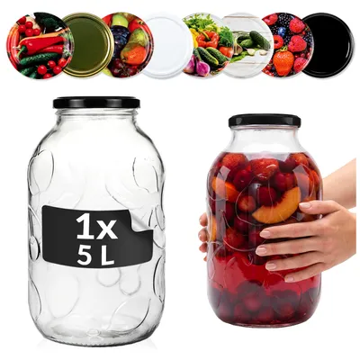 Produktbild von Superbutelki Glas 5L mit Fruchtprägung Einmachglas