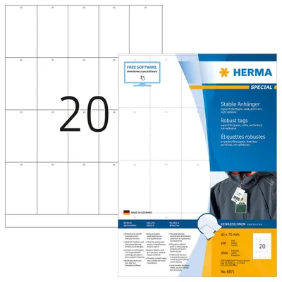 Productafbeelding van HERMA 6871, speciale labels voor producten, 70 x 41 mm, wit