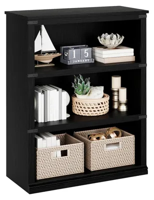 Immagine prodotto di Libreria nera, 3 ripiani, dimensioni 80 x 30,5 x 101,5 cm, struttura in legno MDF