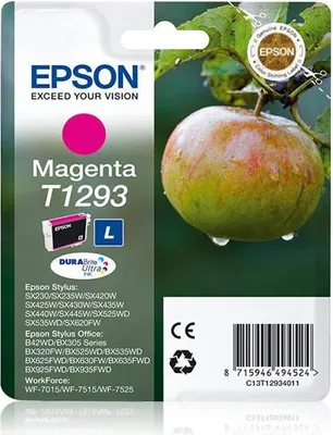 Obrázok produktu pre Epson Apple Singlepack Magenta T1293 DURABrite Ultra Ink, Purpurová, Atrament na pigmentovej báze, 1 kusov