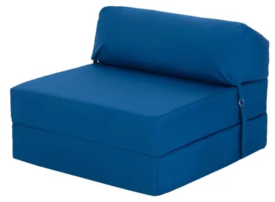 Productafbeelding van Slaapbank Opvouwbare Z-bedstoel Futon - Waterbestendige hoes - 60 x 168 cm - Blauw - Voor woonkamer en logeerkamer