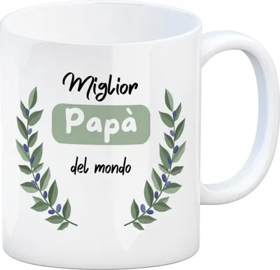 Produktbild von Miglior Papa del mondo Kaffeebecher mit Olivenzweig