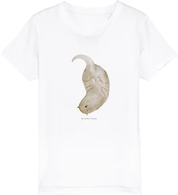 Produktbild von Mr. & Mrs. Panda Kleinkinder T-Shirt Otter Kopfüber 7-8 Jahre (122/128) - Weiß - Geschenk, Mädchen, Süß, Niedlich, Seeotter, Kleinkind, See, Teenager, Kindershirt