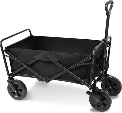 Image de Aopunly Bollerwagen pliable Chariot à main Outdoor Chariot de transport Roue avant avec freins Noir