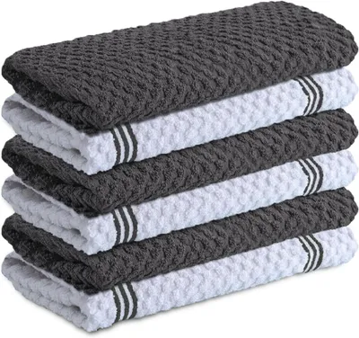 Produktbild von Premium Küchentücher 6 Stück,38,1x63,5 cm,saugfähige Geschirrtücher Geschirrtuch,Frottee, Küchentücher,graues Geschirrtuch für die Haushaltsreinigung