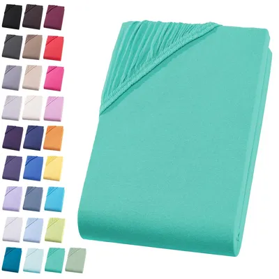 Produktbild von Jersey Spannbettlaken 140-160x200 cm Spannbettuch 100% Baumwolle Bettlaken, Mint Grün