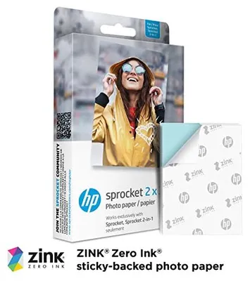 Imagen del producto de HP 1DE39A, blanco, brillo, para impresora de inyección de tinta, tamaño 2x3 pulgadas, 50 hojas, temperatura de funcionamiento: 20 - 25 °C
