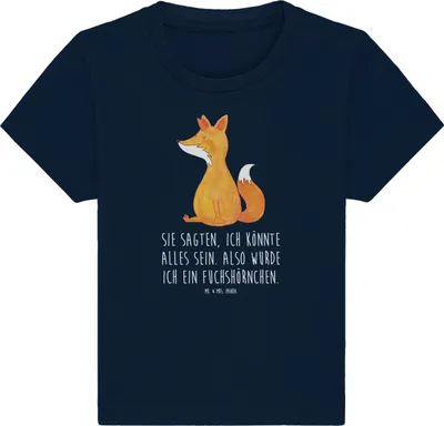 Produktbild von Mr. & Mrs. Panda  T-Shirt Einhorn Wunsch 12. - 18. Monat - French Navy - Geschenk, Baby, Fuchs, Füchse, Einhörner, Unicorn, Babyshirt, Top, Fuchshörnchen, Organic