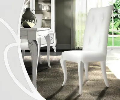 Productafbeelding van Eetkamerstoel, moderne stoel, houten design, witte zitting, fauteuil