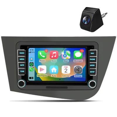 Image de Autoradio Android 15 pouces avec CarPlay pour Seat Leon 2005-2011 : GPS, Wi-Fi, Bluetooth, DAB+, FM, RDS, SWC, DSP, 2 DIN, 4 cœurs, 2 + 64 Go