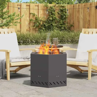 Produktbild von PUEAZU Rauchfreie Feuerstelle Schwarz 58 x 58 x 51 cm Wetterfeststahl - Feuerkörbe & -schalen &25439