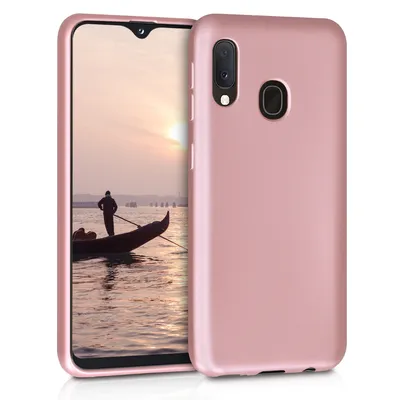Produktbild von kwmobile Case kompatibel mit Samsung Galaxy A20e Hülle - Schutzhülle aus Silikon metallisch schimmernd - Handyhülle Metallic Rosegold