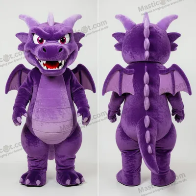 Image de Mascotte MASTICOT dragon violet fantaisiste