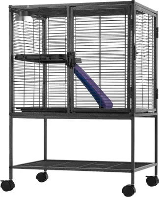 Obrázek produktu pro Klec pro malá zvířata 2patrová - Klec pro fretky s vaničkou a rampou - 610x440x865mm - Příslušenství pro domácí zvířata