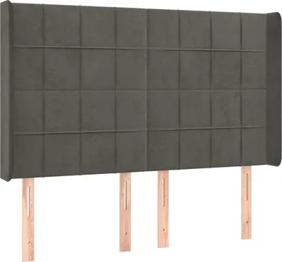 Produktbild von vidaXL Kopfteil mit Ohren Dunkelgrau 147x16x118/128 cm Samt