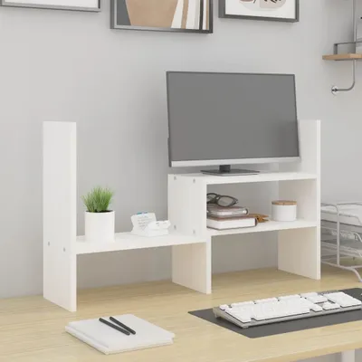 Produktbild von （Robust Möbel）Bildschirmständer/Monitorständer - Modernes Notebookständer - Weiß (39-72)x17x43cm Massivholz Kiefer DE431523 - Computertische