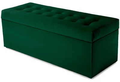 Produktbild von MG Design Polsterhocker Grün 45x120 cm - Stauraum 140L, bis 300 kg, samtig-weich mit Schimmer, pflegeleicht, für Wohnzimmer & Flur
