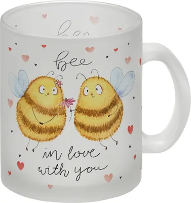Produktbild von Pummel Biene Glas Tasse mit Spruch Bee in love with you