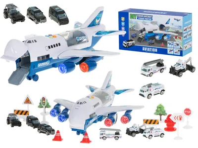 Produktbild von Transporter-Flugzeug + 6 Polizeifahrzeuge Seite/Front