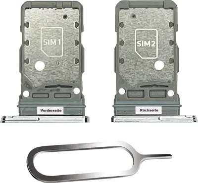 Produktbild von SAMSUNG GALAXY S21 / PLUS / ULTRA 5G SIM KARTEN HALTER TRAY ADAPTER FACH STECKER SLOT + NADEL DUAL WHITE WEIß SILBER