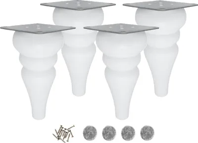 Obrázek produktu pro Dřevěná noha k nábytku, soustružená, tulipánová, 18 cm, bílý buk, lakovaná, upevnění