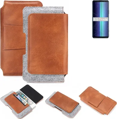 Produktbild von K-S-Trade Handyhülle Schutzhülle kompatibel mit Sony Xperia 8 Lite Gürteltasche Holster Gürtel Tasche Smartphone Tasche Handy Hülle Polyurethan+ Filz,