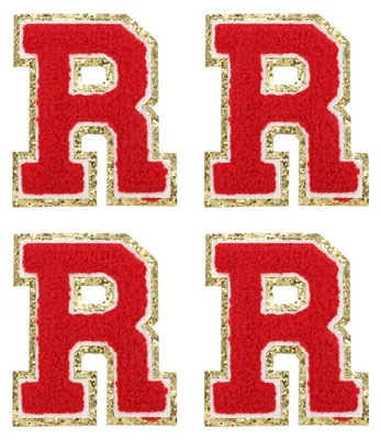 4 Chenille-Buchstaben-Patches rot R zum Aufbügeln