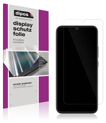 A product shot showing packaging for screen protectors and a smartphone with a screen protector applied.
