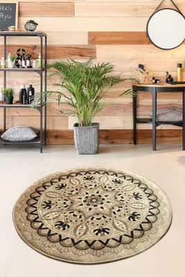 Obrázok produktu pre Mijolnir, Mandal Djt - Beige, Kúpeľňové rohože, Viacfarebné, Polyester, 100 x 100 cm