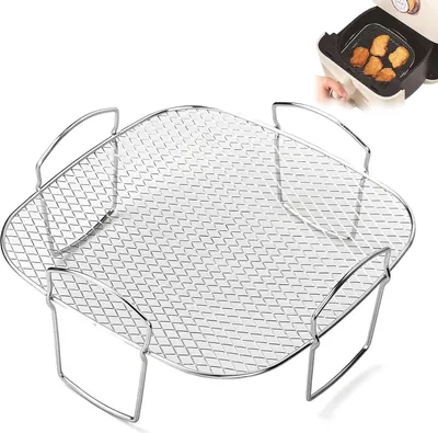 Produktbild von Gitter für Heißluftfritteuse，Heißluftfritteuse Grillrost Zubehör auf 304 Edelstahl Airfryer Rack für Grill Trockner Dampfer und die meisten Kochbedarf