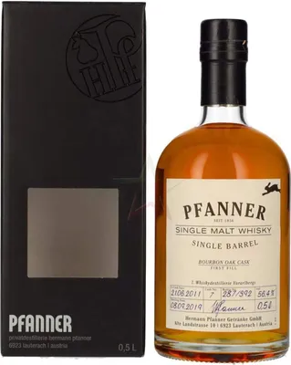 Obrázek produktu pro Pfanner Bourbon Oak Cask Single Malt Whisky, 56,40 %, 0,50 litru
