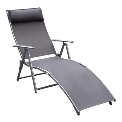 Produktbild von Sonnenliege – Strandliege – Gartenliege – Freizeitliege – Mit Kopfstütze – Klappbar, 7-fach verstellbare Rückenlehne – 137 x 63,5 x 100,5 cm – Grau