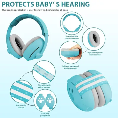 Immagine prodotto di Cuffie antirumore 2-in-1 per neonati, regolabili, adatte a bambini fino a 36 mesi
