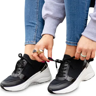 Produktbild von Damen Sneaker Sportschuhe Plateau Turnschuhe Freizeit Schuhe Morino Schwarz Gr.39