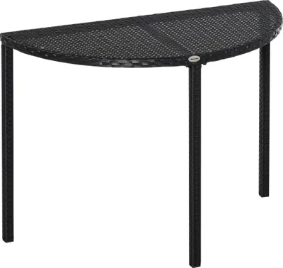 Produktbild von Outsunny Balkontisch Garten Beistelltisch Tisch Gartenmöbel Polyrattan halbrund