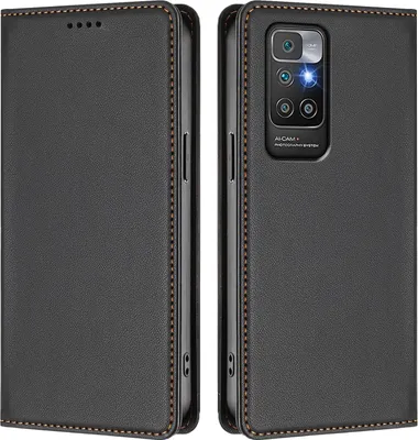 Obrázek produktu pro Kožené pouzdro pro Xiaomi Redmi 10 4G, magnetické flipové pouzdro zPolyuretankůže se stojánkem Černá