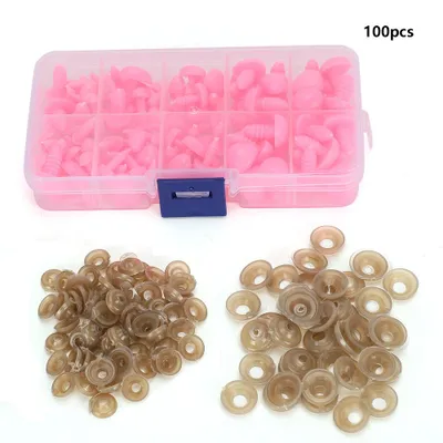 Obrázok produktu pre 100 ks DIY Nos bábiky Čierna fazuľa tvar skrutky Ručne vyrobené remeslo Vzdelávacie hračky Príslušenstvo Remeslá (ružová )