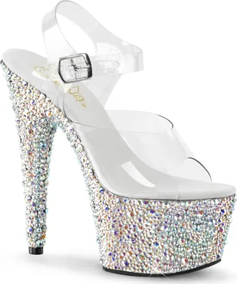 Produktbild von BEJEWELED-708MS Damen Sandale von Pleaser, Transparent Silber , EU 36, US 6