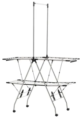 Produktbild von Wäscheständer - Klappbarer Wäschetrockner - Mit Rollen - Edelstahl - Große Trockenfläche - Über 10 Stangen - 138,5 x 63 x 208 cm - Armeegrün