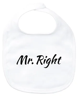Produktbild von Huuraa Baby Lätzchen Mr. Right Schriftzug White Klettverschluss  Baumwolle Latz Geschenkidee