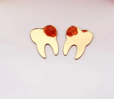 50 DIY Zahnform Spiegelaufkleber, goldener Spiegel, 2,5x2 cm