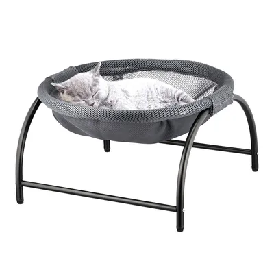 Produktbild von Erhöhtes Katzenbett,Stehender Katzenhängesessel, grau, Maße 25×44×42 cm, gemütliches Katzenhaus für Katzen zum Entspannen